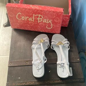 Coral Bay white sandals. Never worn. Size 7